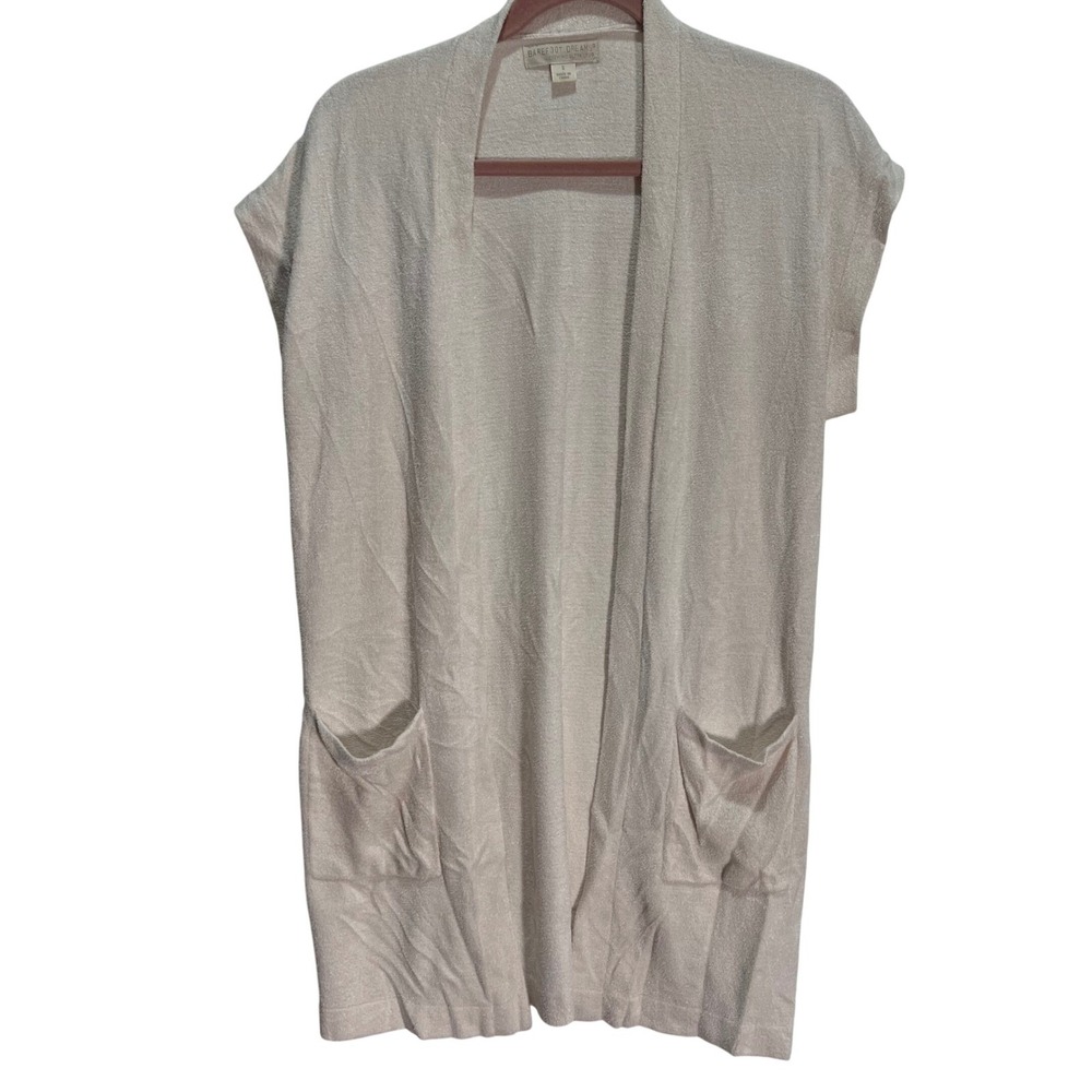 Barefoot Dreams Cream Cozychic Ultra Lite Knit Duster Cardigan Woman Small